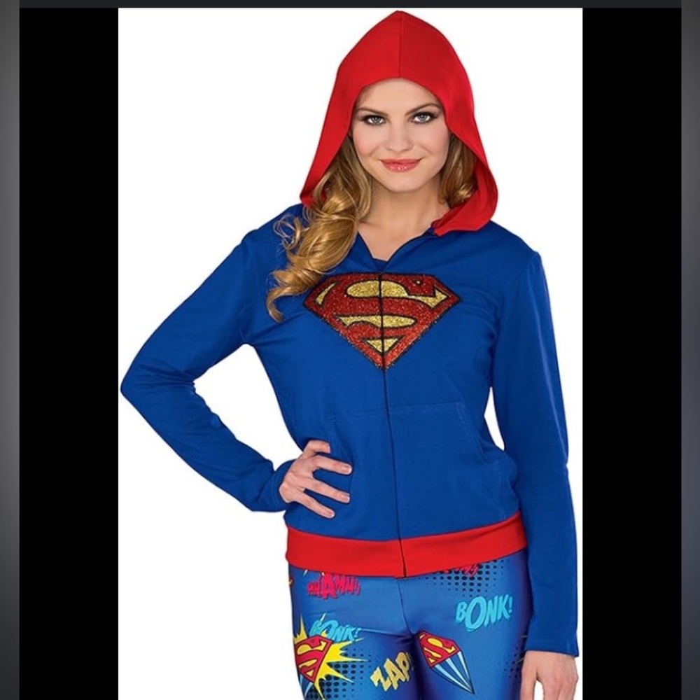 DC Comics Kara Glitter Fitted Zip Up Sweatshirt